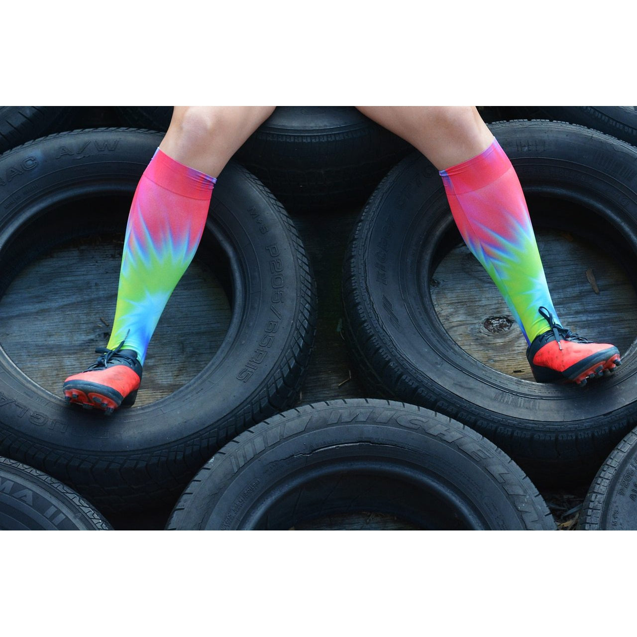 Hocsocx Psychedelic Tie Dye Performance Shin Guard Rash Liner Sport Socks. Under Socks