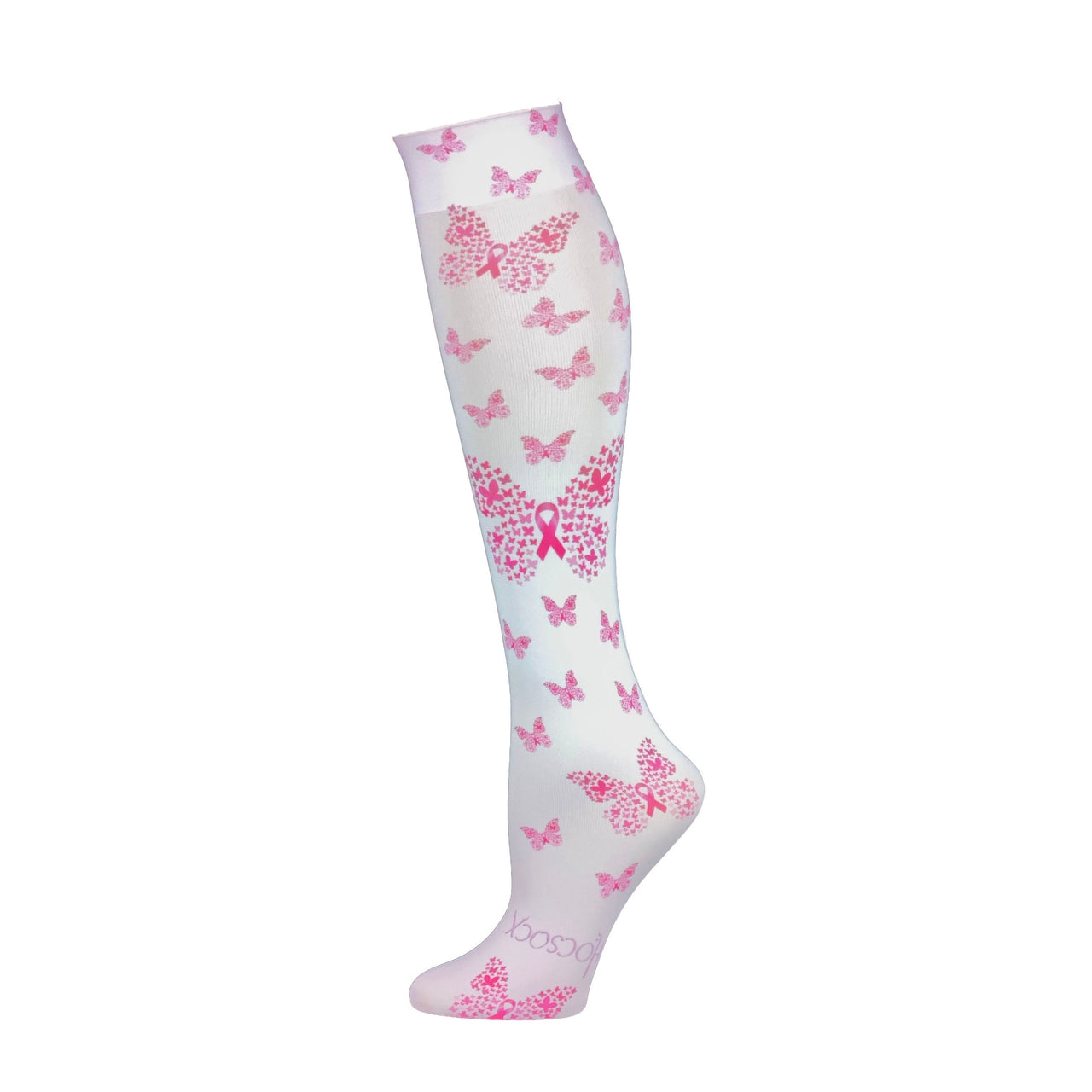 Pink Ribbon Butterfly Socks